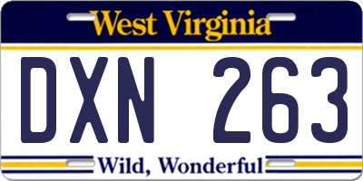 WV license plate DXN263