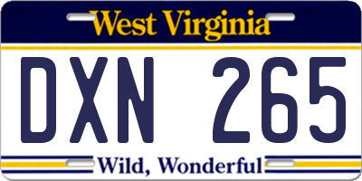 WV license plate DXN265