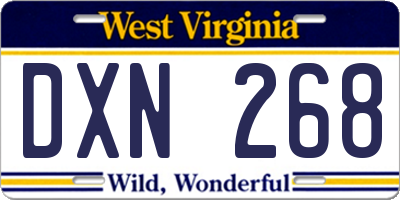 WV license plate DXN268