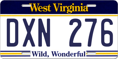 WV license plate DXN276