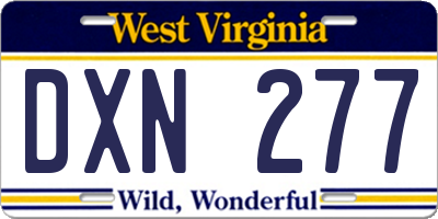 WV license plate DXN277