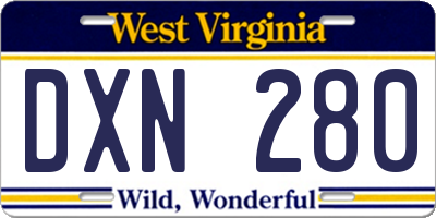 WV license plate DXN280