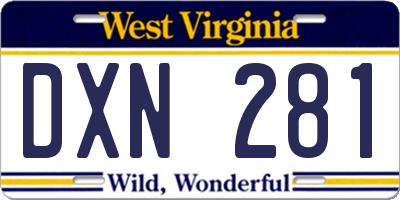 WV license plate DXN281
