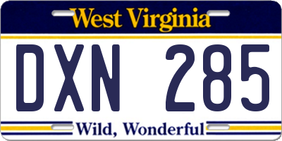 WV license plate DXN285