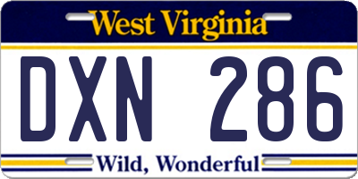 WV license plate DXN286