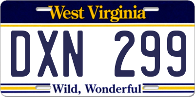 WV license plate DXN299