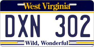 WV license plate DXN302