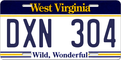 WV license plate DXN304