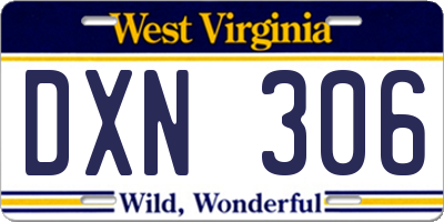 WV license plate DXN306