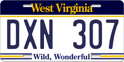 WV license plate DXN307