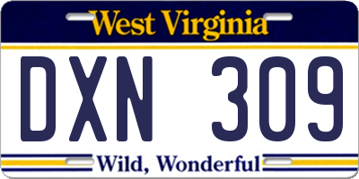 WV license plate DXN309