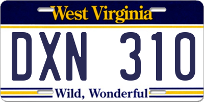 WV license plate DXN310