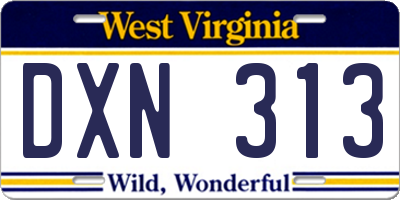 WV license plate DXN313