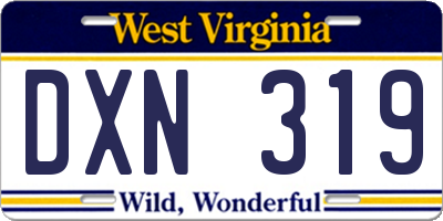 WV license plate DXN319