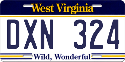 WV license plate DXN324