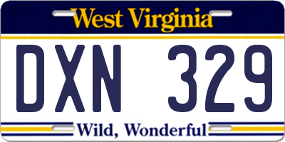WV license plate DXN329