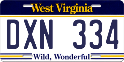 WV license plate DXN334