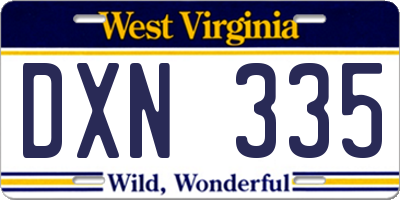WV license plate DXN335