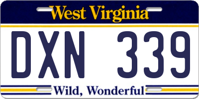 WV license plate DXN339