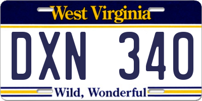 WV license plate DXN340