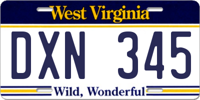 WV license plate DXN345