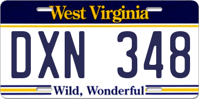 WV license plate DXN348