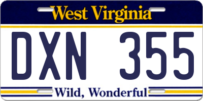 WV license plate DXN355
