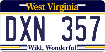 WV license plate DXN357