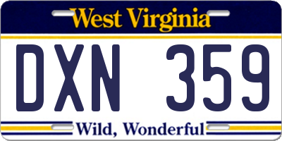 WV license plate DXN359