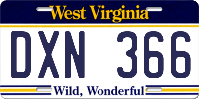 WV license plate DXN366