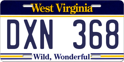 WV license plate DXN368