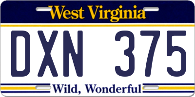 WV license plate DXN375