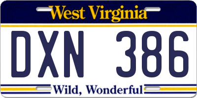 WV license plate DXN386