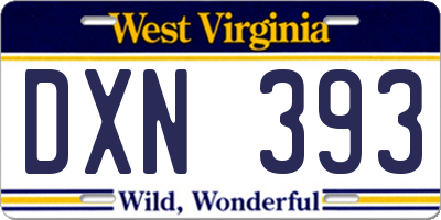 WV license plate DXN393