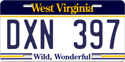 WV license plate DXN397