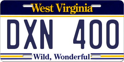 WV license plate DXN400