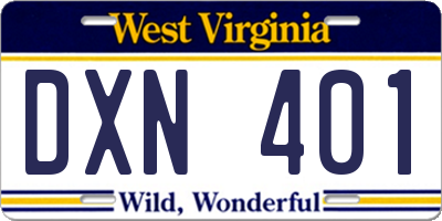 WV license plate DXN401