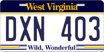 WV license plate DXN403