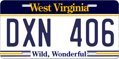 WV license plate DXN406