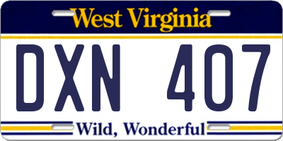 WV license plate DXN407