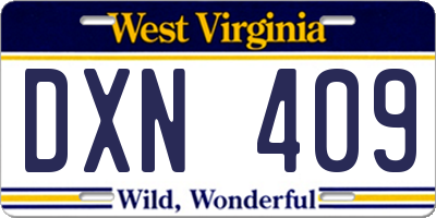 WV license plate DXN409