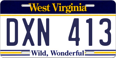 WV license plate DXN413