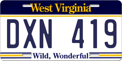 WV license plate DXN419