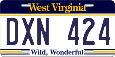 WV license plate DXN424