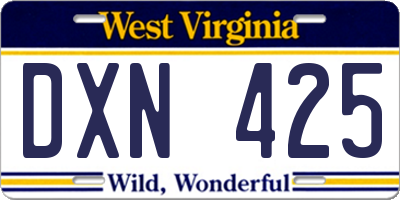 WV license plate DXN425