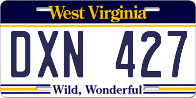 WV license plate DXN427