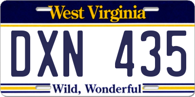 WV license plate DXN435
