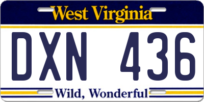 WV license plate DXN436