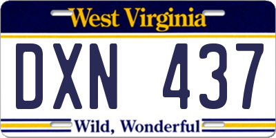 WV license plate DXN437