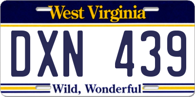 WV license plate DXN439